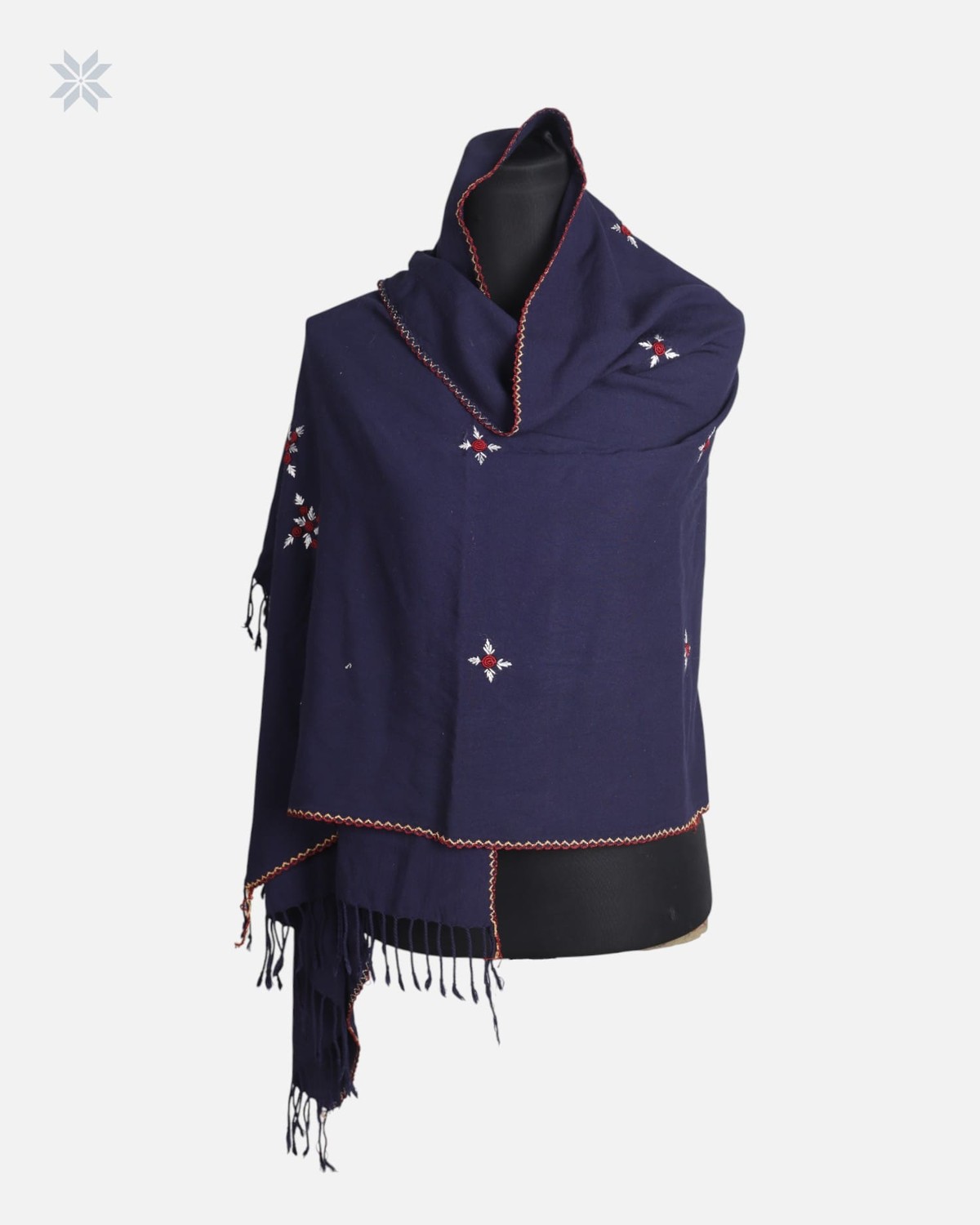 Navy Blue Cotton Chador with Hand Embroidery 4