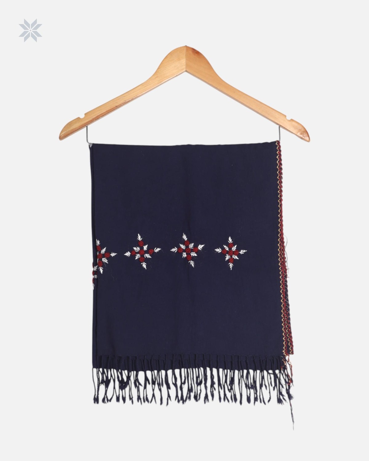 Navy Blue Cotton Chador with Hand Embroidery 6