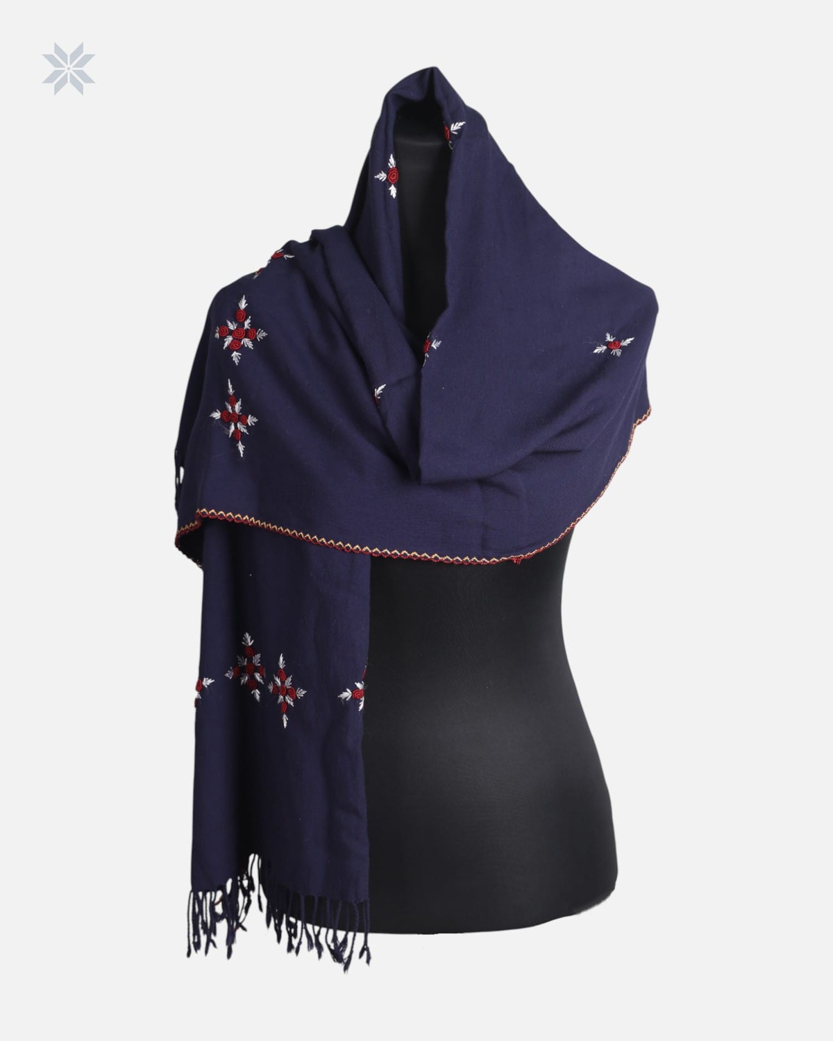 Navy Blue Cotton Chador with Hand Embroidery 2