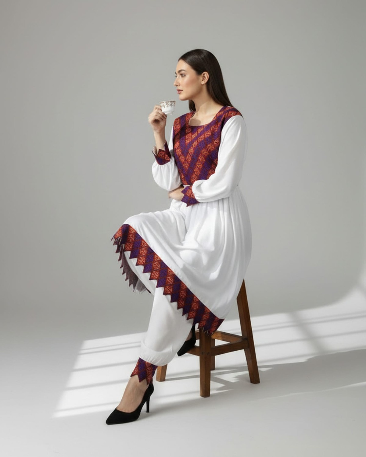 Handmade Afghan Khandari Embroidered Dress 8