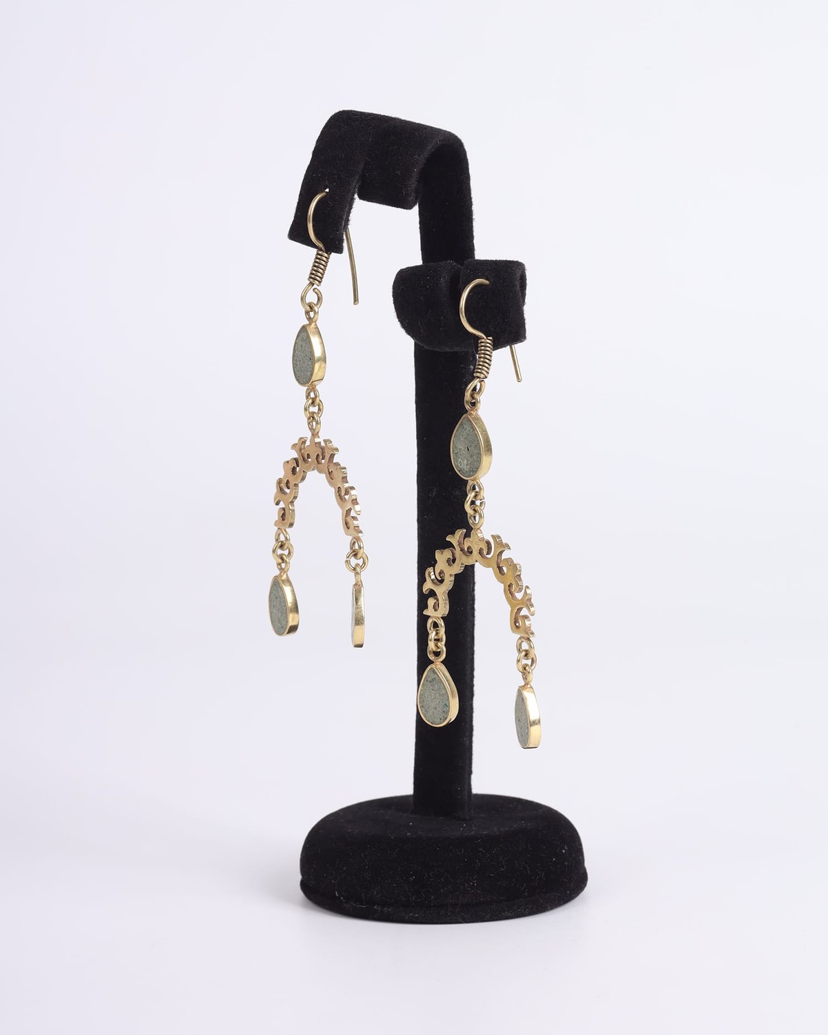 Turquoise Earrings | Unique Handmade Brass Setting, 1