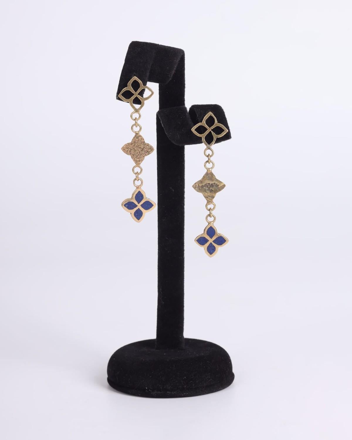 Earrings Lapis Lazuli | Elegant Gold Plated Brass Setting 1