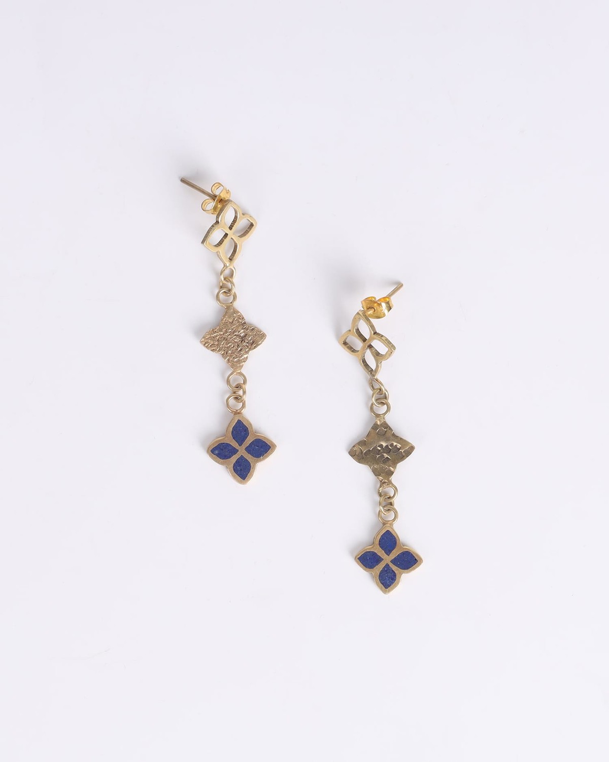 Earrings Lapis Lazuli | Elegant Gold Plated Brass Setting 3