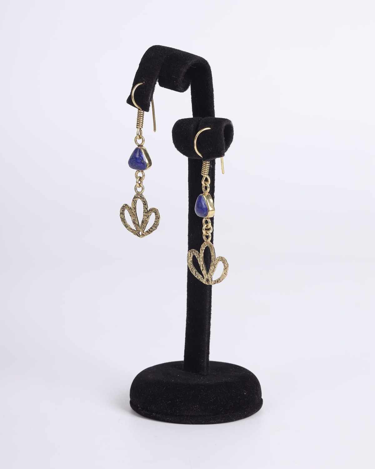 Earrings Lapis Lazuli Flower with Gold Plated Brass Setting 2