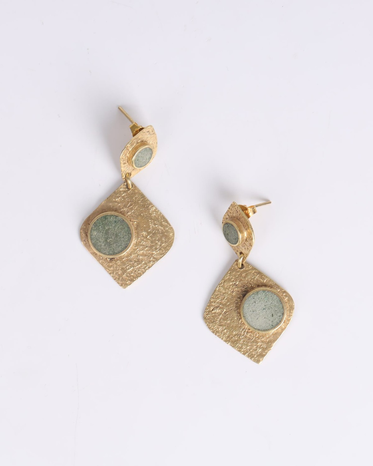 Earrings Bamyan Turquoise | Elegant Gold-Plated Brass, Handmade 2
