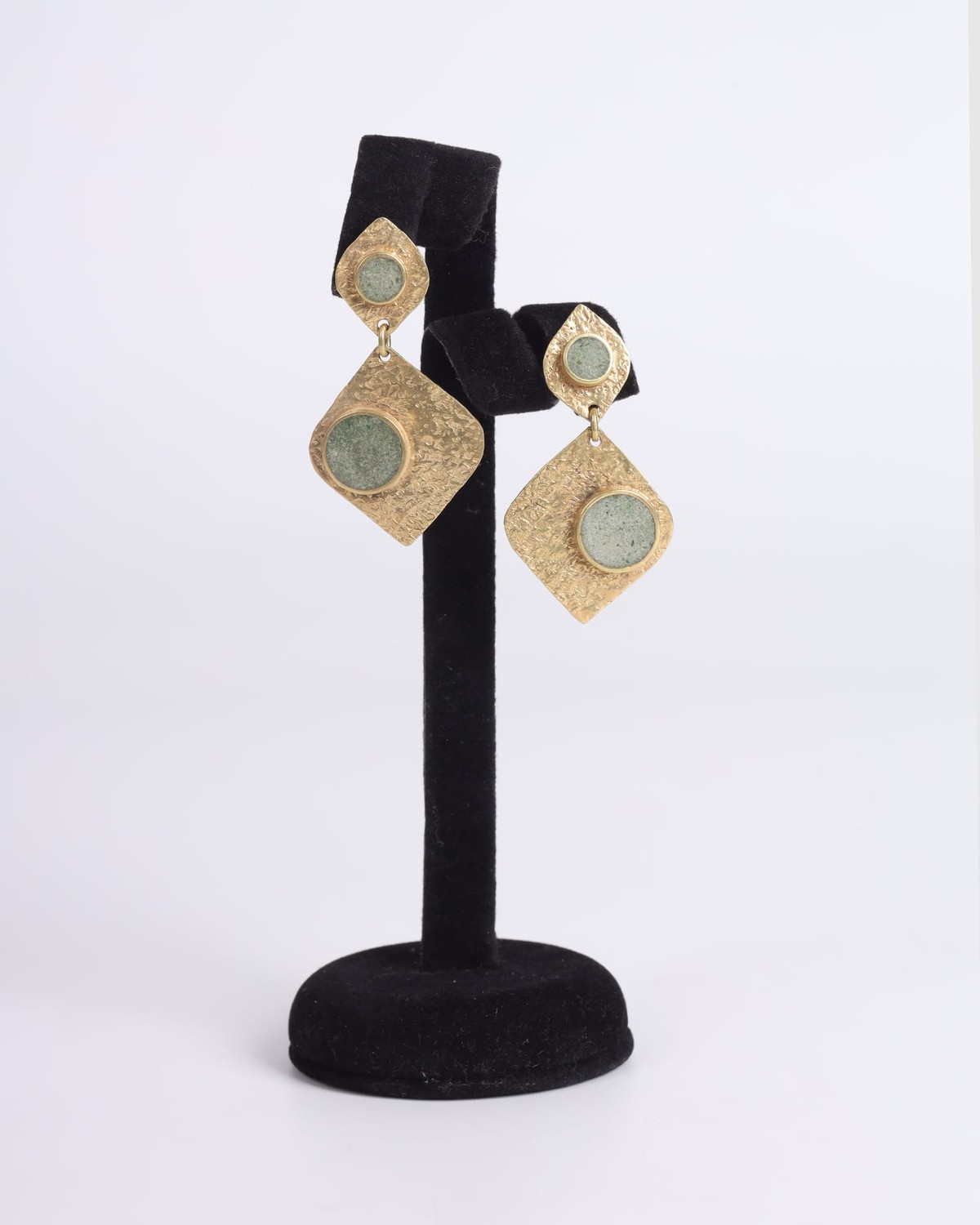 Earrings Bamyan Turquoise | Elegant Gold-Plated Brass, Handmade 1