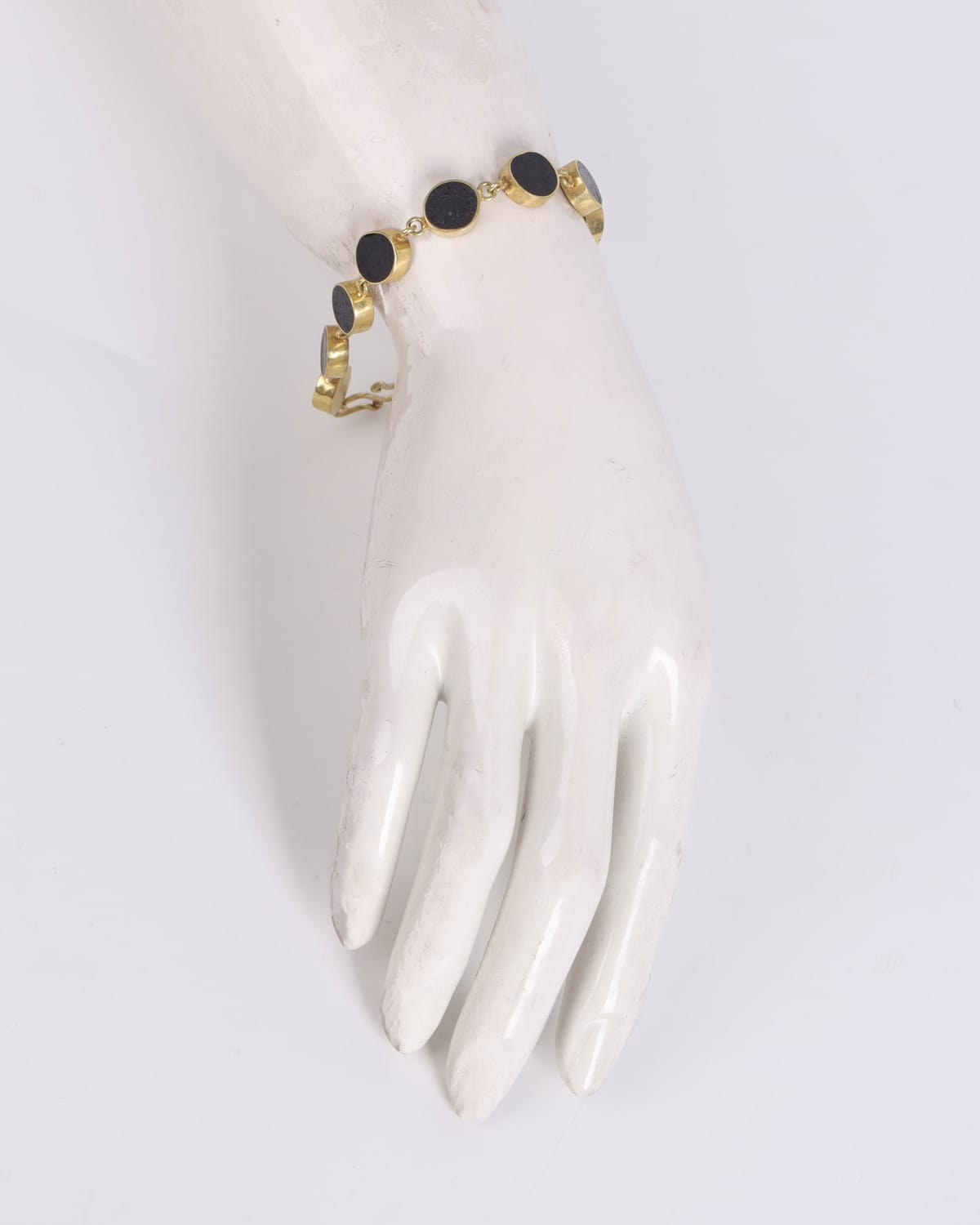 Black Marble Bracelet with Gold Plated Brass 4