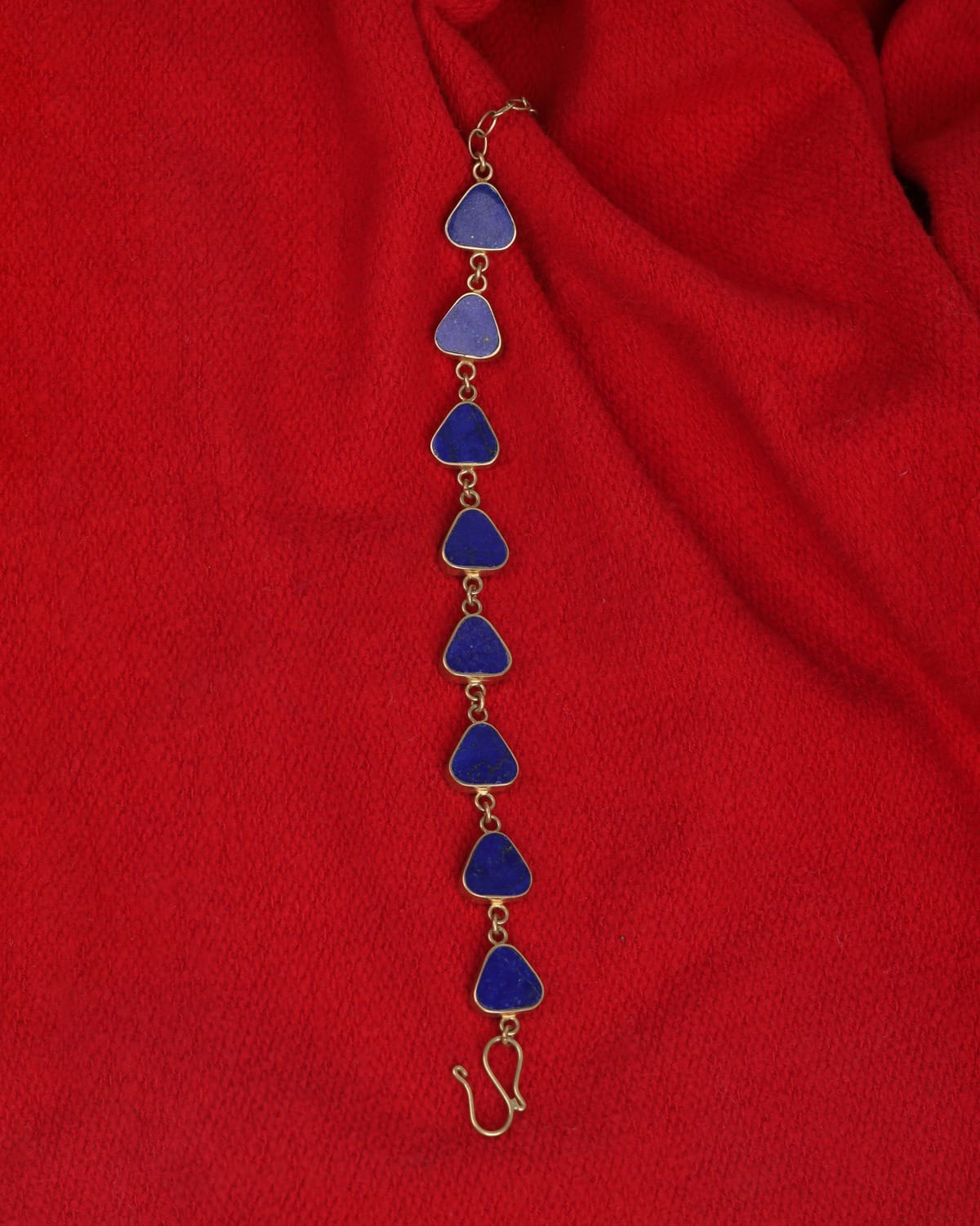 Bracelet Afghan Lapis Lazuli– Unique Gold Plated Brass Triangle Design 5