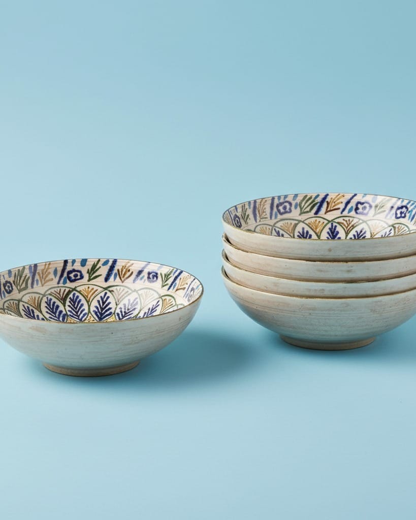 Off-White Ceramic Footed set of four Bowl | Leafy Patterned Ceramic Bowl 3