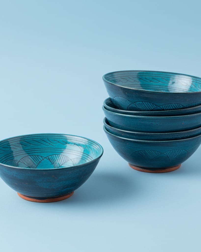 Istalif Blue Handmade Pottery Mini Ceramic set of 6 Bowls 3