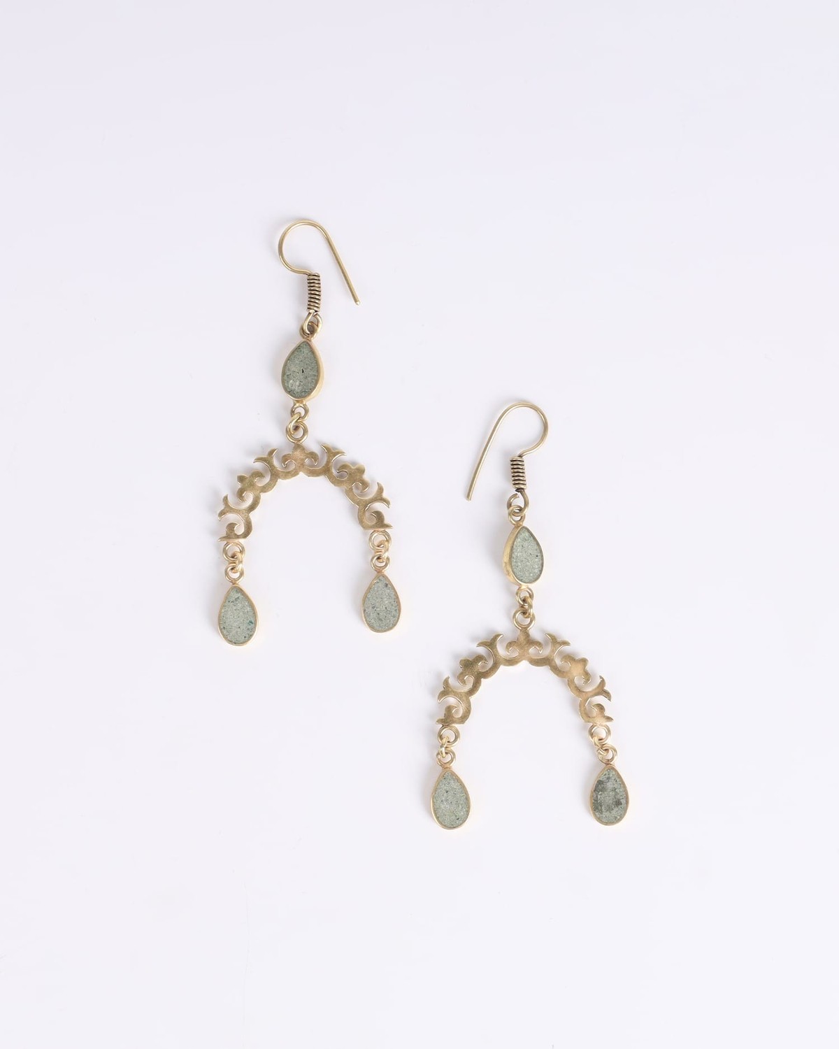 Turquoise Earrings | Unique Handmade Brass Setting, 3