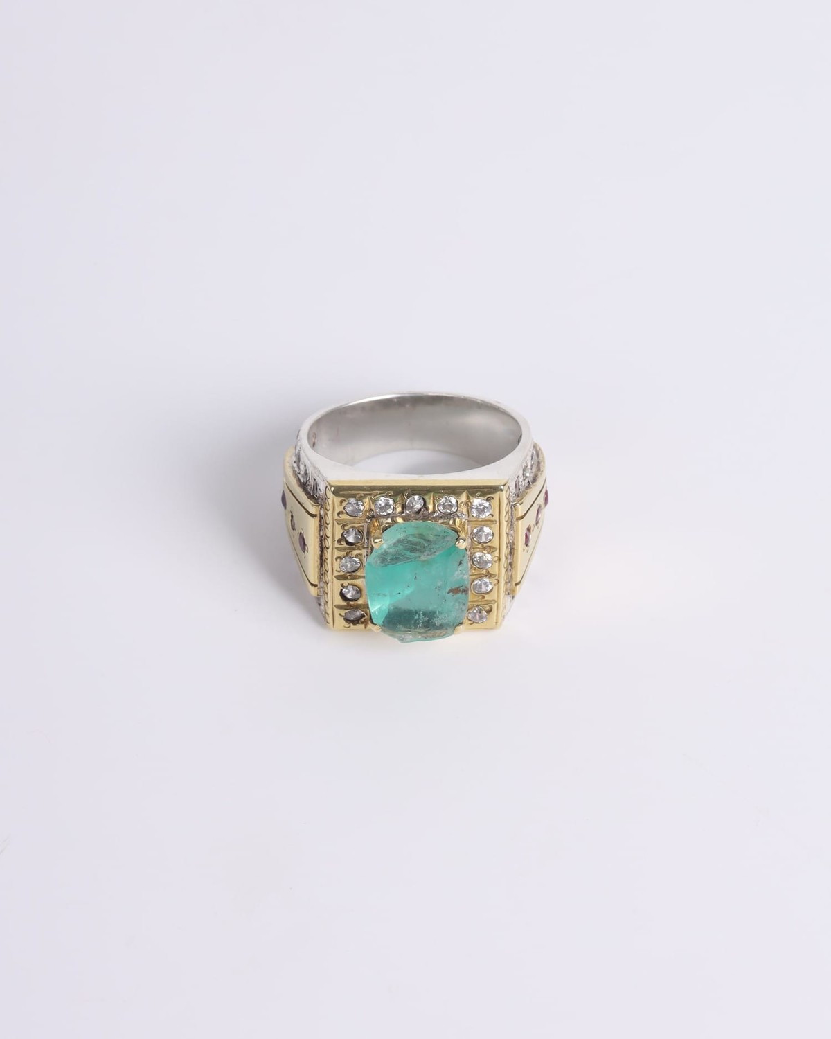 Full Stone Ring with Nuristan Emerald – 925 Sterling Silver 1