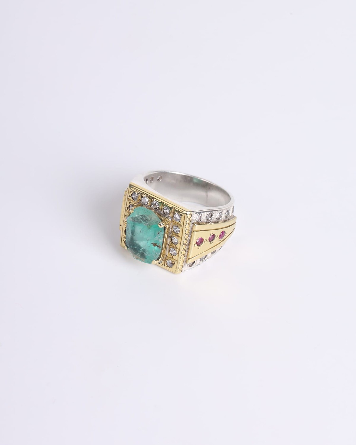 Full Stone Ring with Nuristan Emerald – 925 Sterling Silver 3