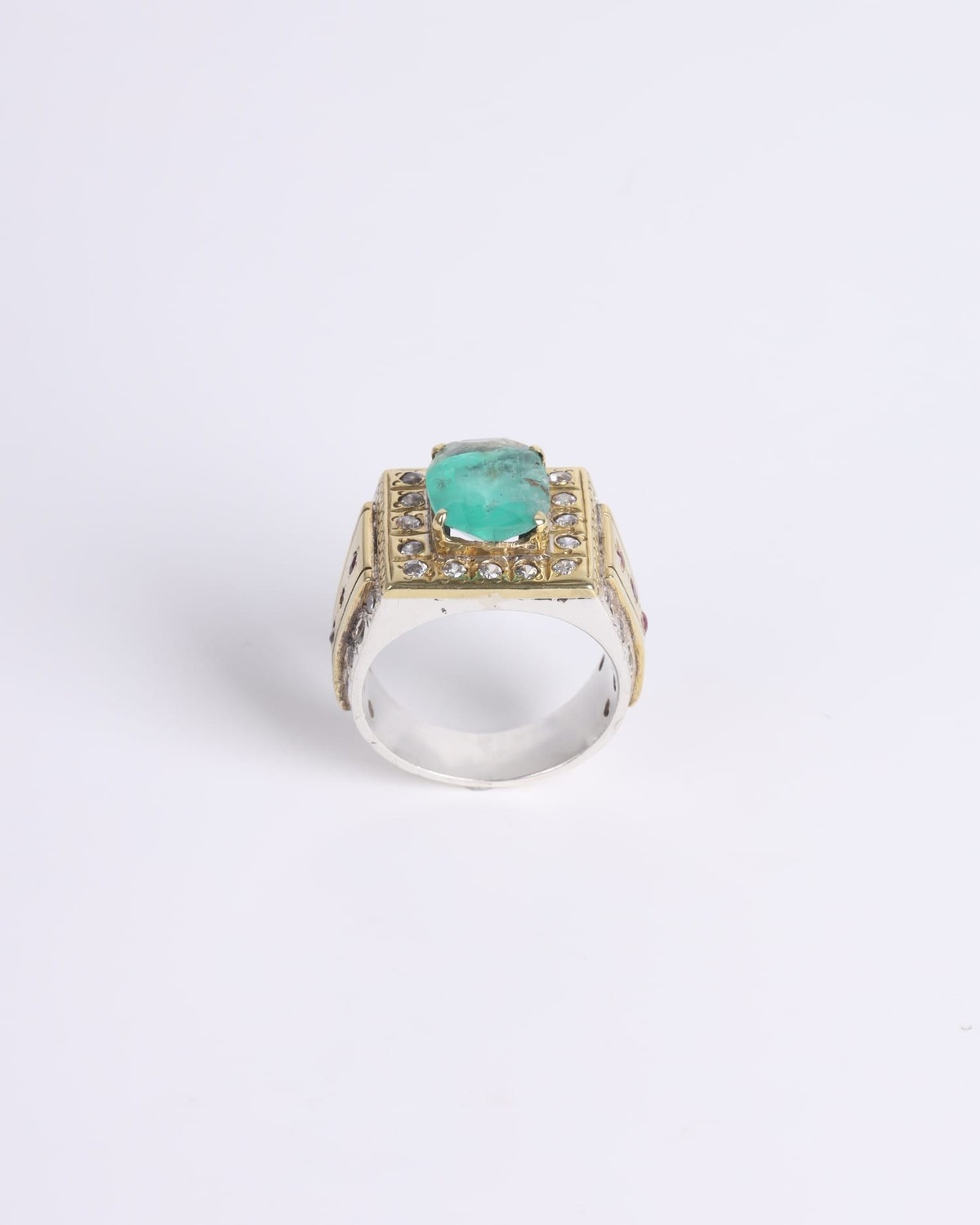 Full Stone Ring with Nuristan Emerald – 925 Sterling Silver 5
