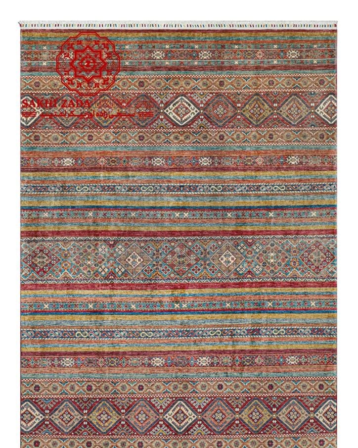 Handmade Afghani Tribal Wool Carpet – Multicolor Geometric Rug 1