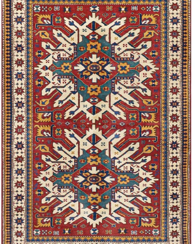 Handmade Afghani Wool Carpet – Traditional Geometric Floral Rug 2