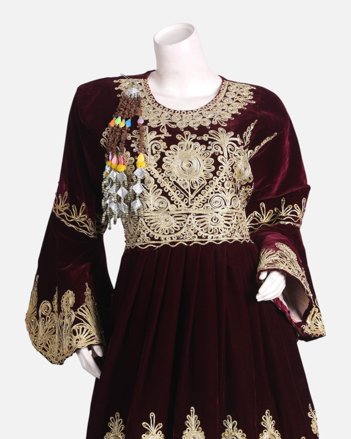 Velvet Dress with Golden Embroidery – Traditional Afghan Fashion 3