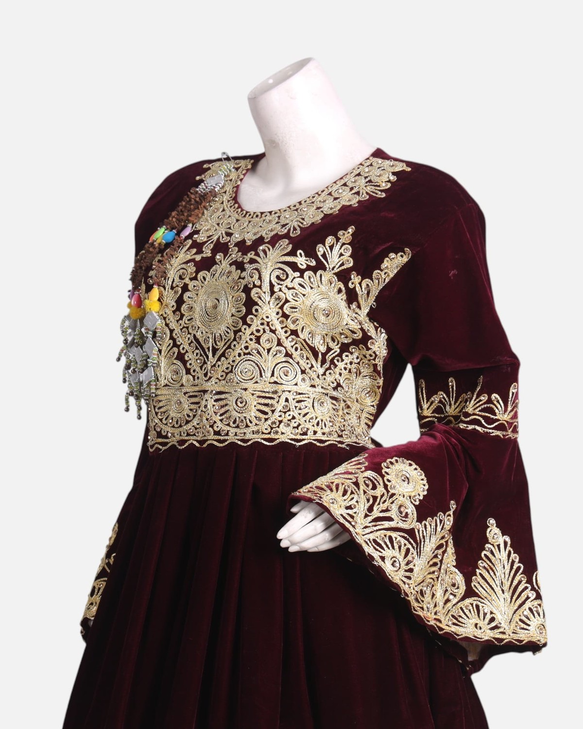 Velvet Dress with Golden Embroidery – Traditional Afghan Fashion 2