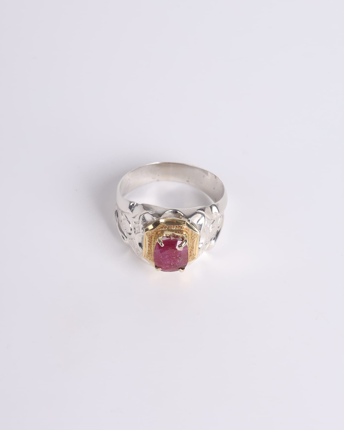 Modern Men's Silver Ring with 1.75ct Ruby Gemstone 5