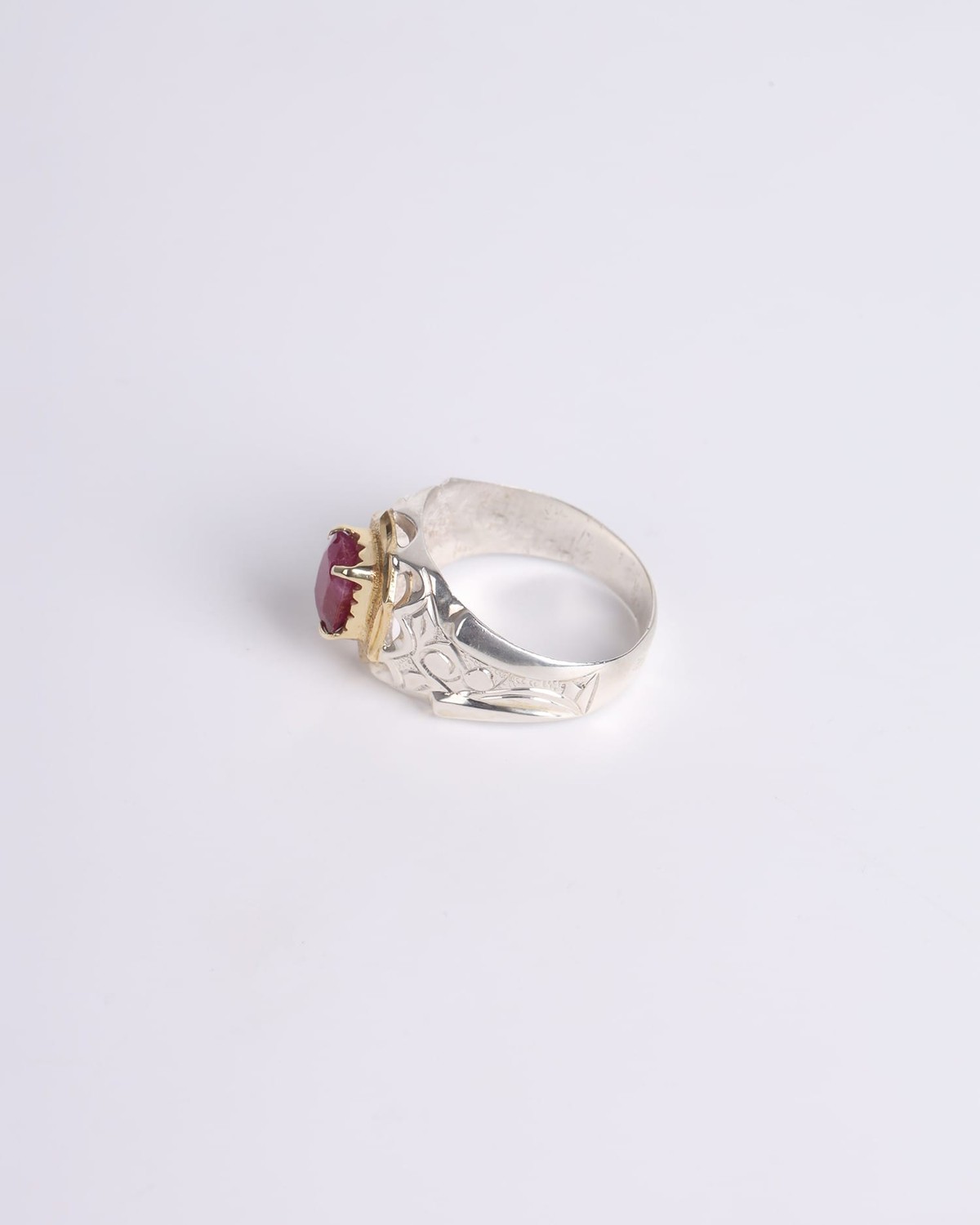 Modern Men's Silver Ring with 1.75ct Ruby Gemstone 6