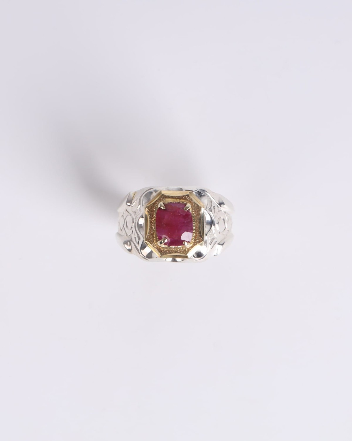 Modern Men's Silver Ring with 1.75ct Ruby Gemstone 4