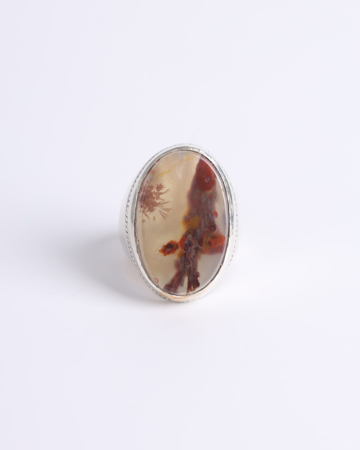 Ring with Agate Flower-Pattern Gemstone 3