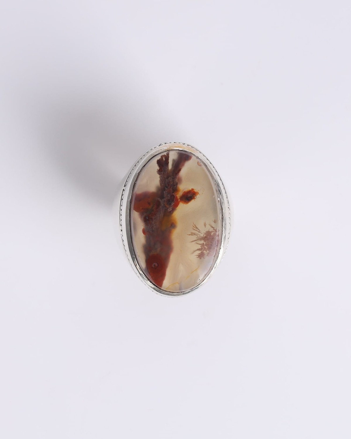 Ring with Agate Flower-Pattern Gemstone 1