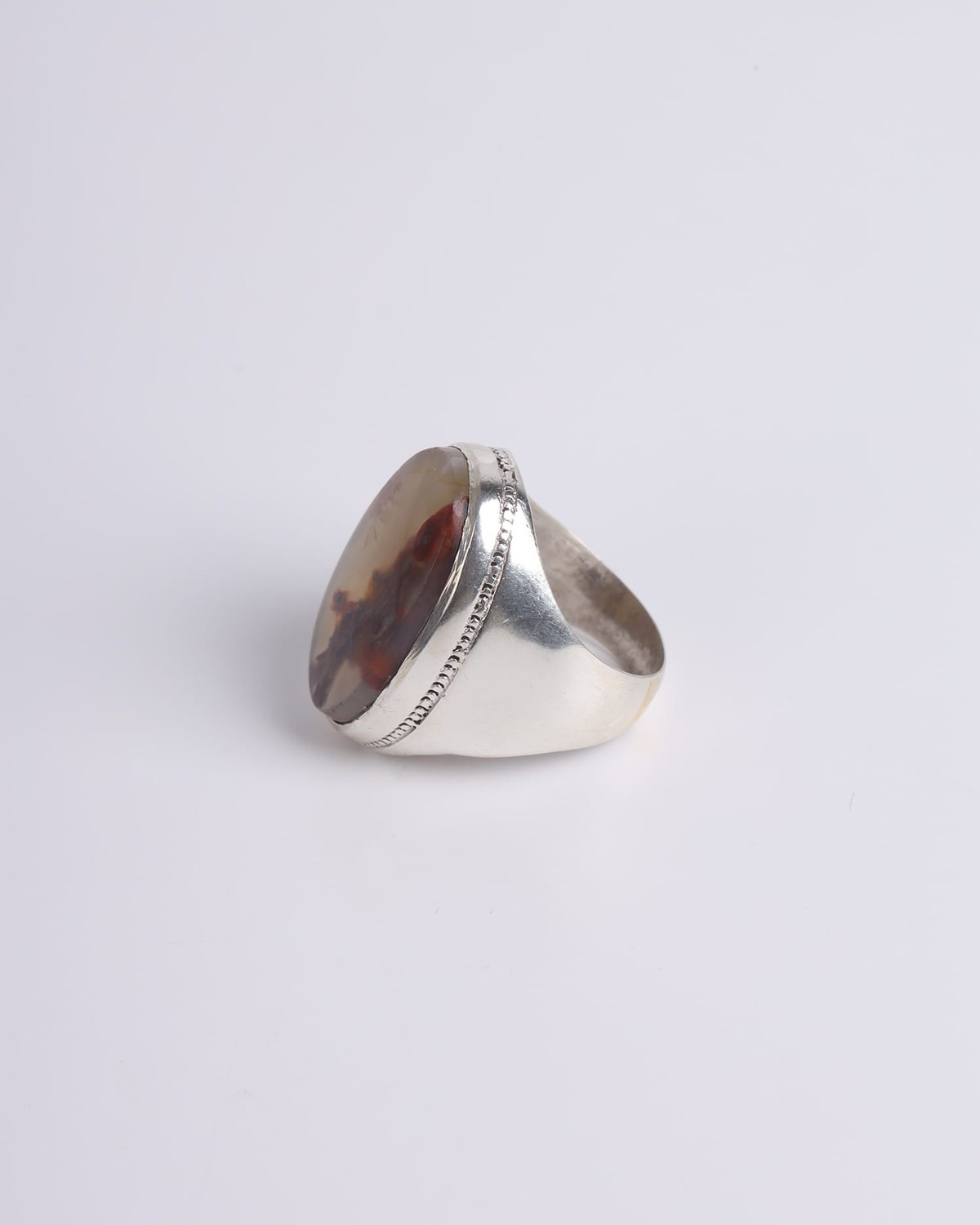 Ring with Agate Flower-Pattern Gemstone 6