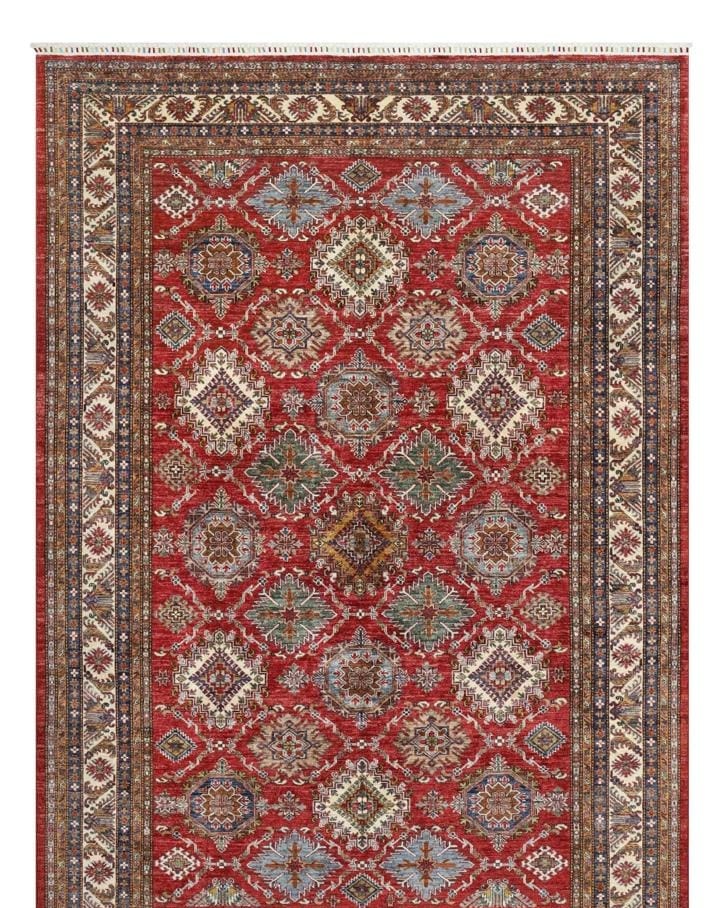 Handmade Afghani Wool Carpet – Red Geometric Mixed color Floral Rug 3