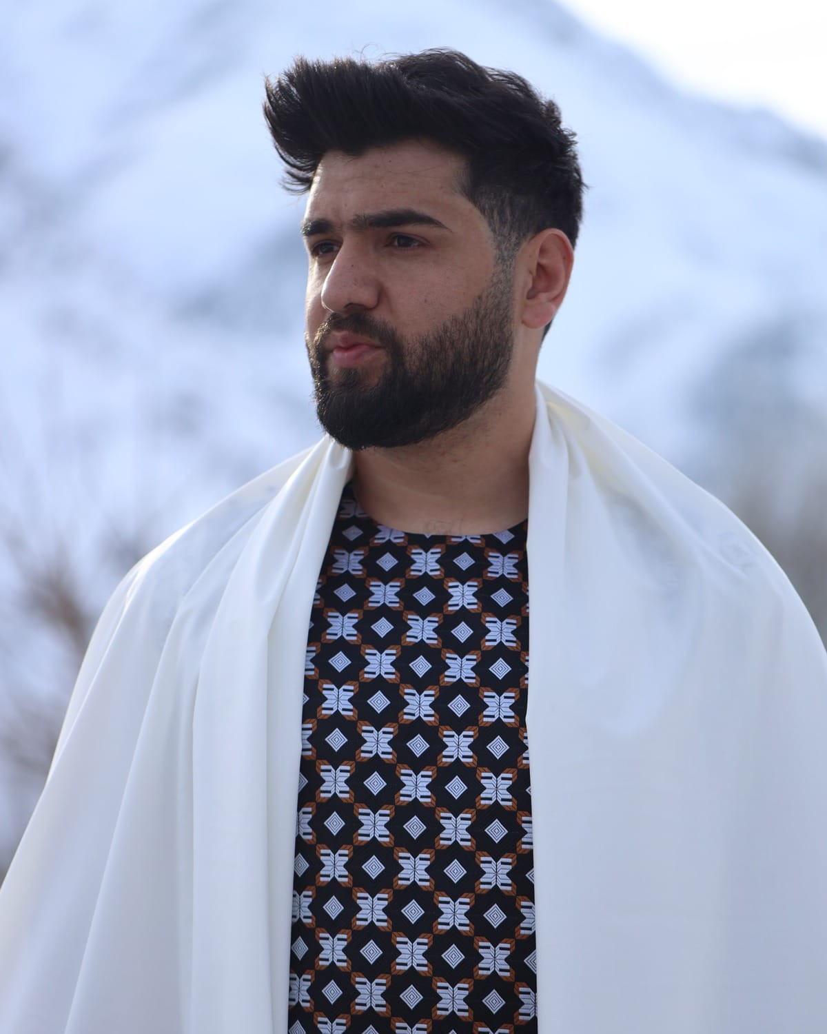Clothes for Men Afghan White Shalwar Kameez with Shawl 2