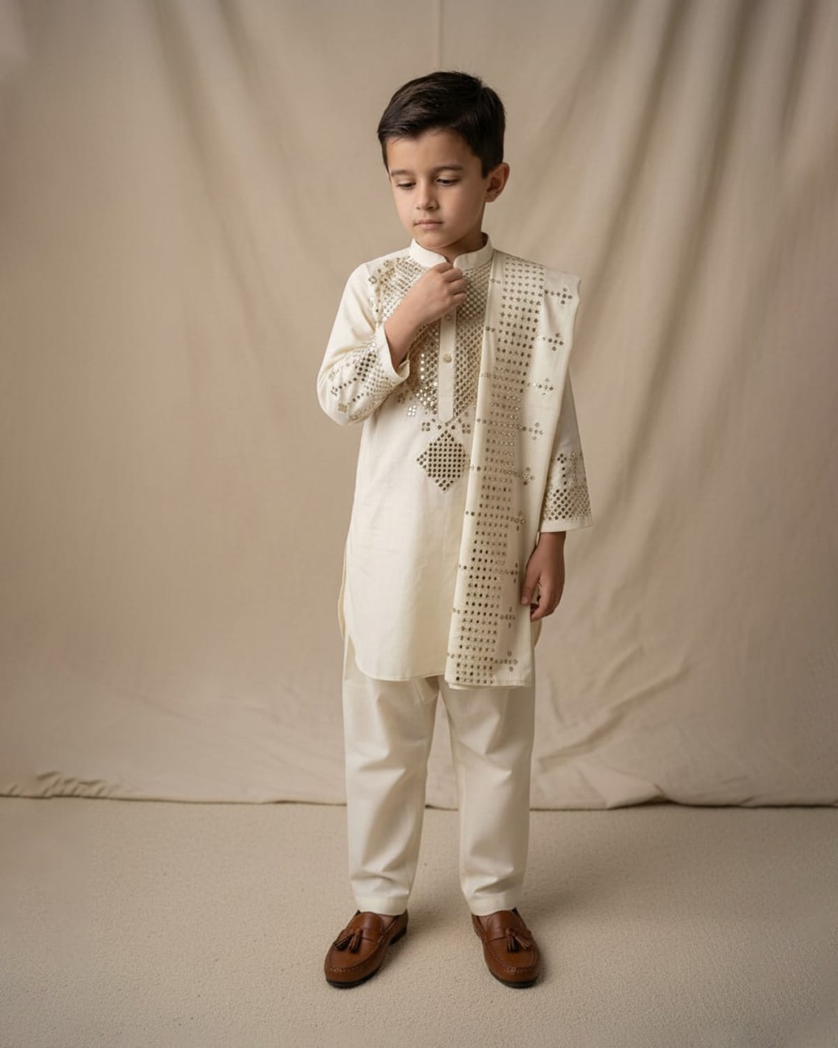 Kid Boys Pehran Tunban – Traditional Shalwar Kameez | Custom Order 5