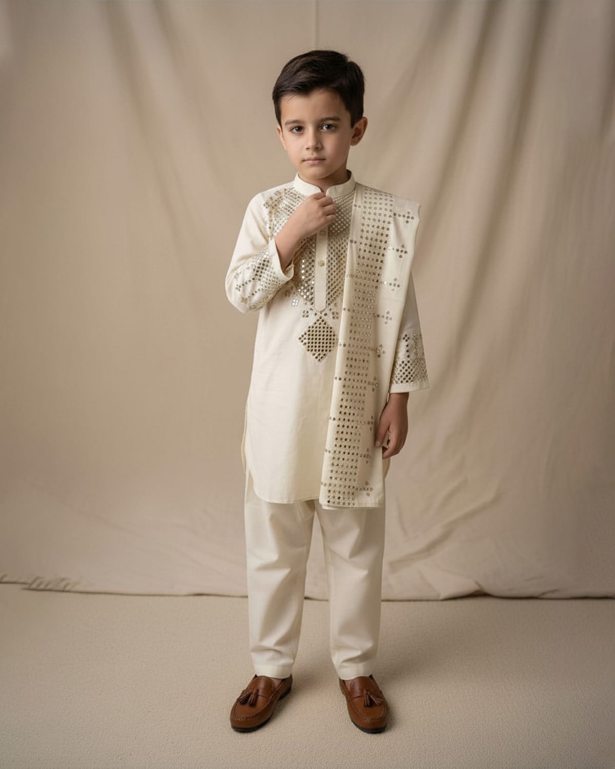 Kid Boys Pehran Tunban – Traditional Shalwar Kameez | Custom Order 4