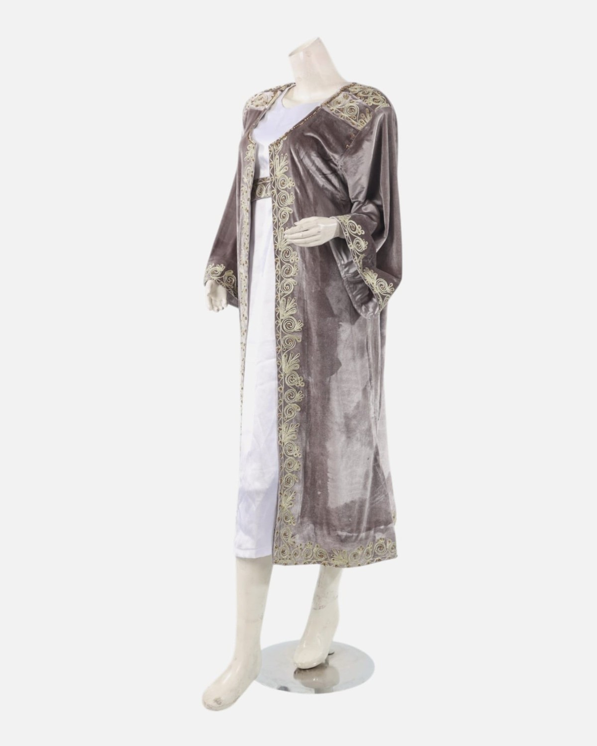 Handmade Afghan Chapan with Dress – Steel Velvet with Intricate Gulabatun Embroider 5