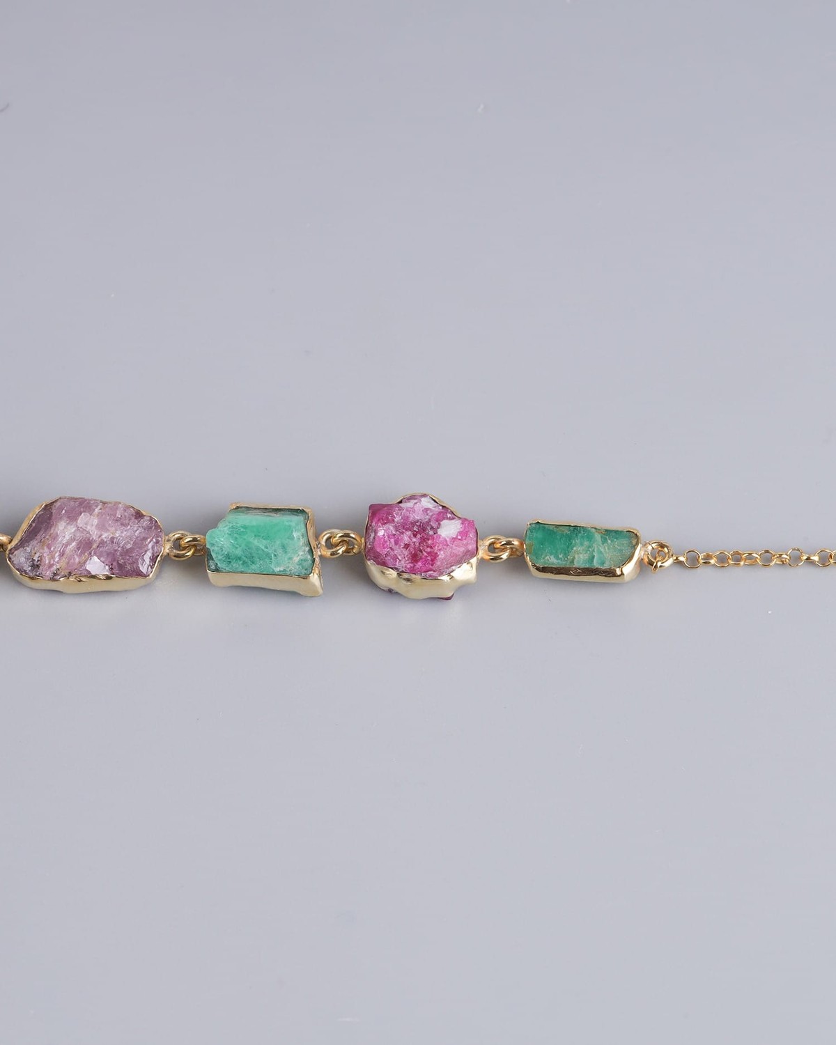 Raw Ruby & Panjshir Emerald Bracelet 3