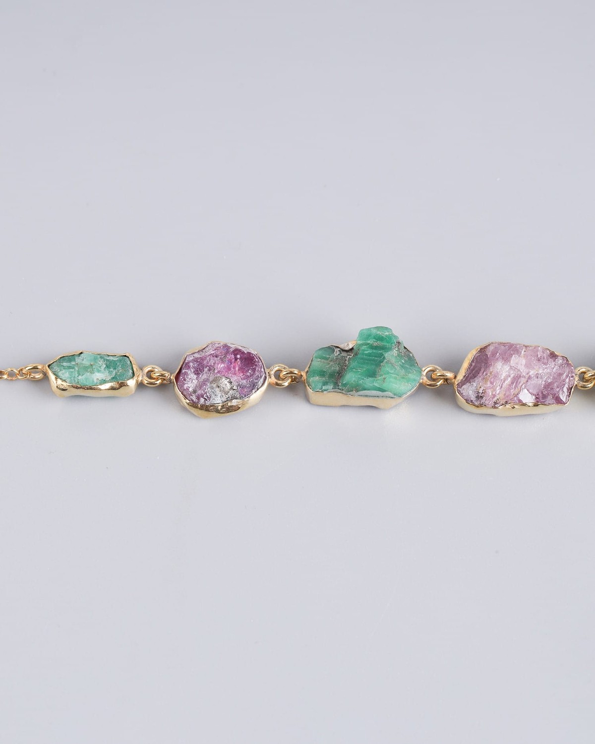 Raw Ruby & Panjshir Emerald Bracelet 1
