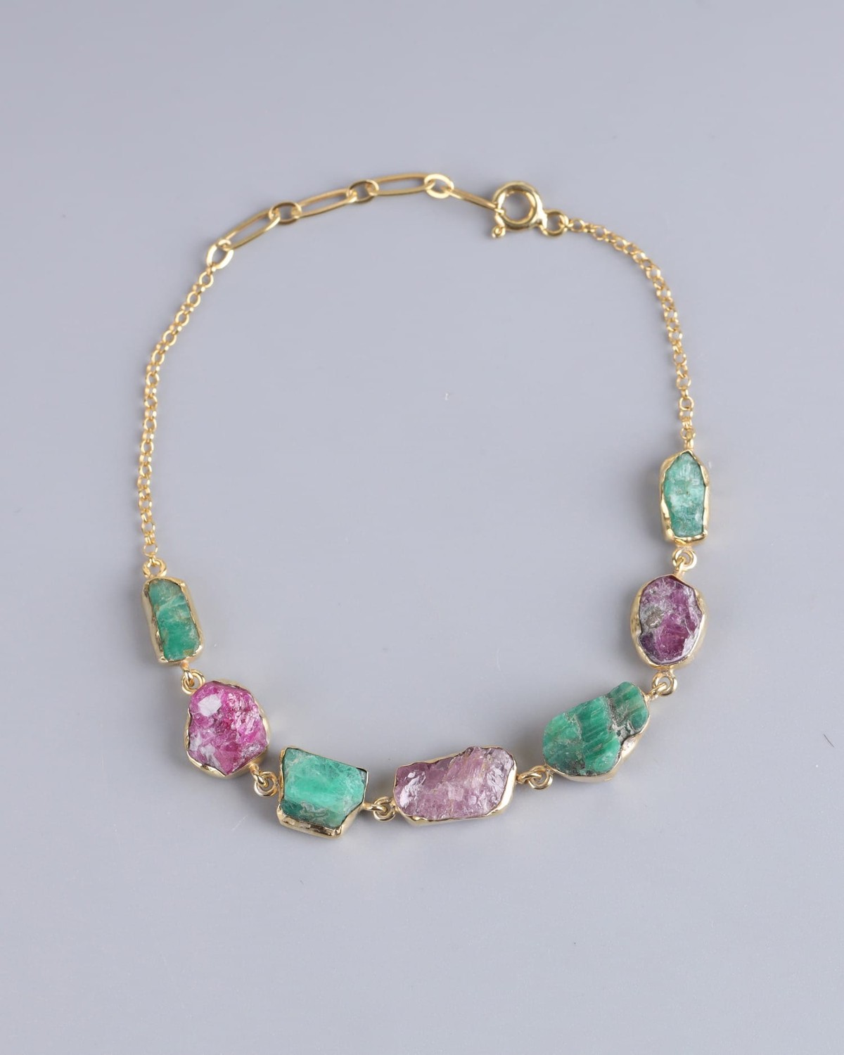 Raw Ruby & Panjshir Emerald Bracelet 4