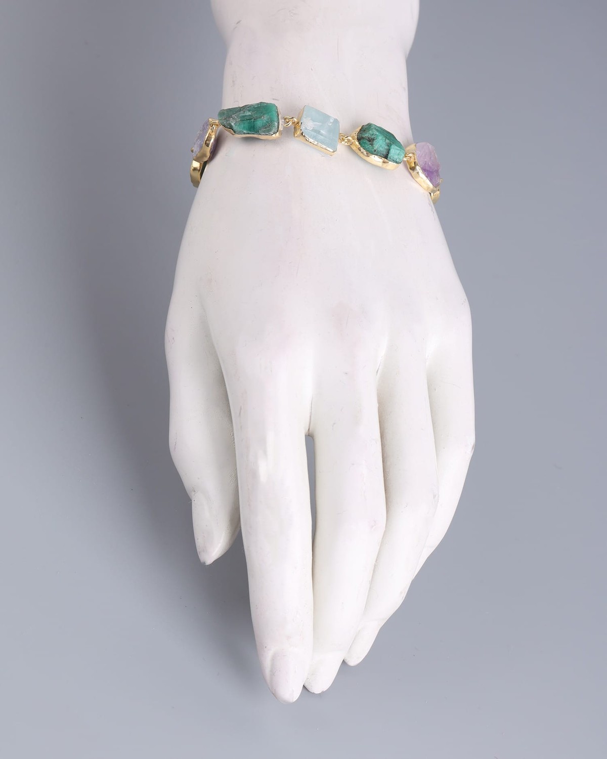 Gold Washed Silver Multi Gemstone Bracelet 1