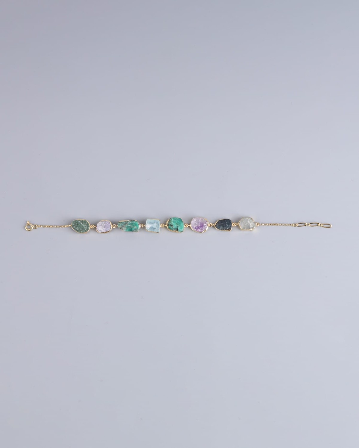 Gold Washed Silver Multi Gemstone Bracelet 5