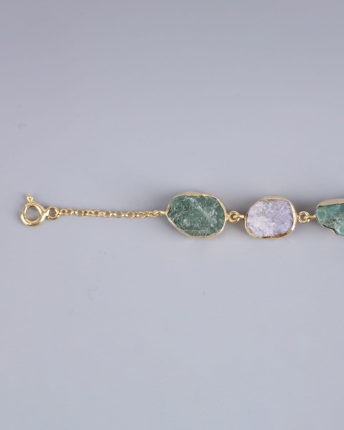 Gold Washed Silver Multi Gemstone Bracelet 2