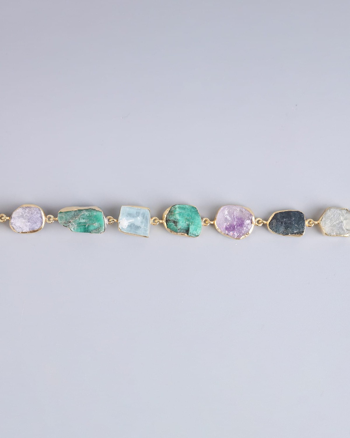 Gold Washed Silver Multi Gemstone Bracelet 7
