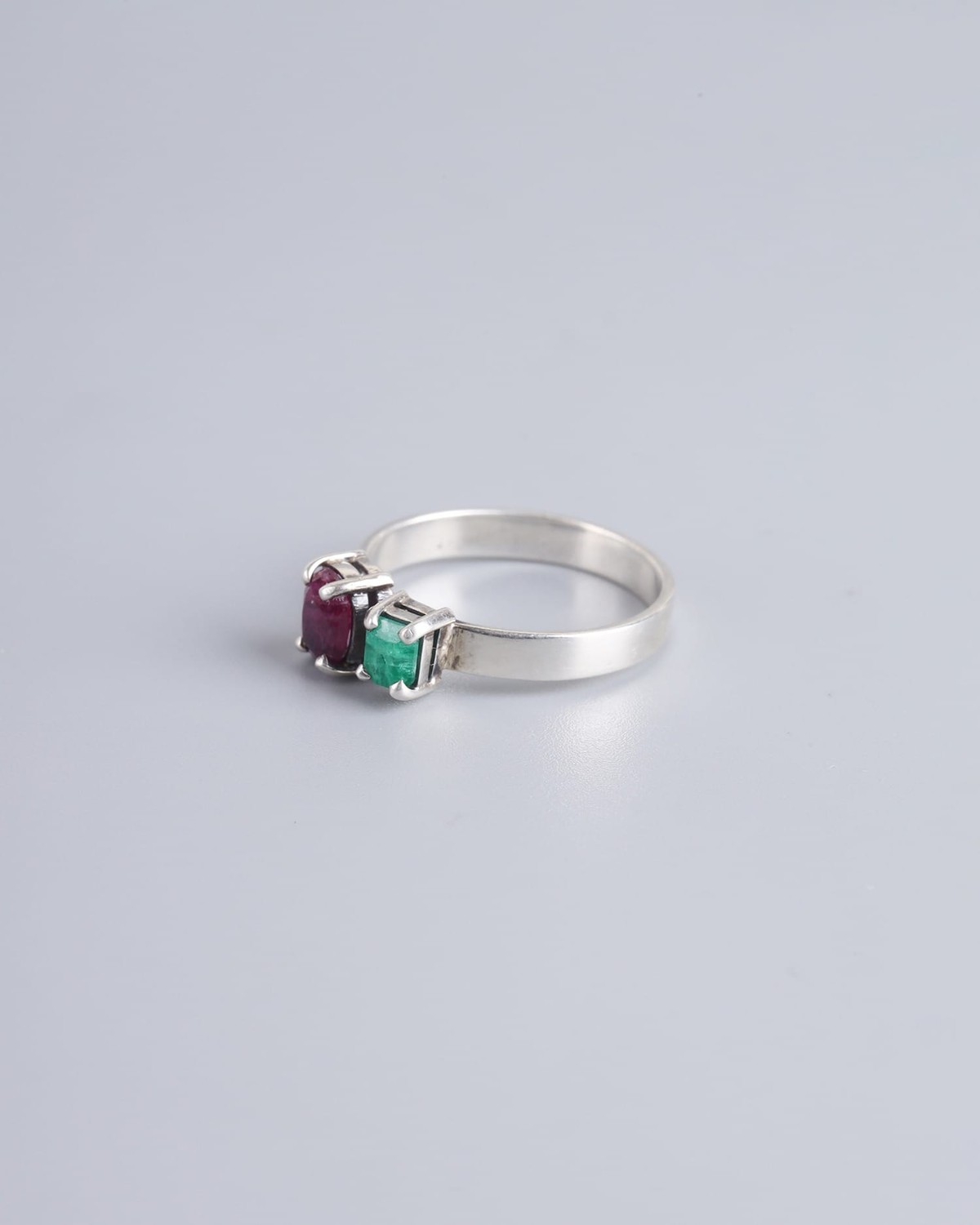 Silver Ring with Jagdalk Ruby & Panjshir Emerald 2