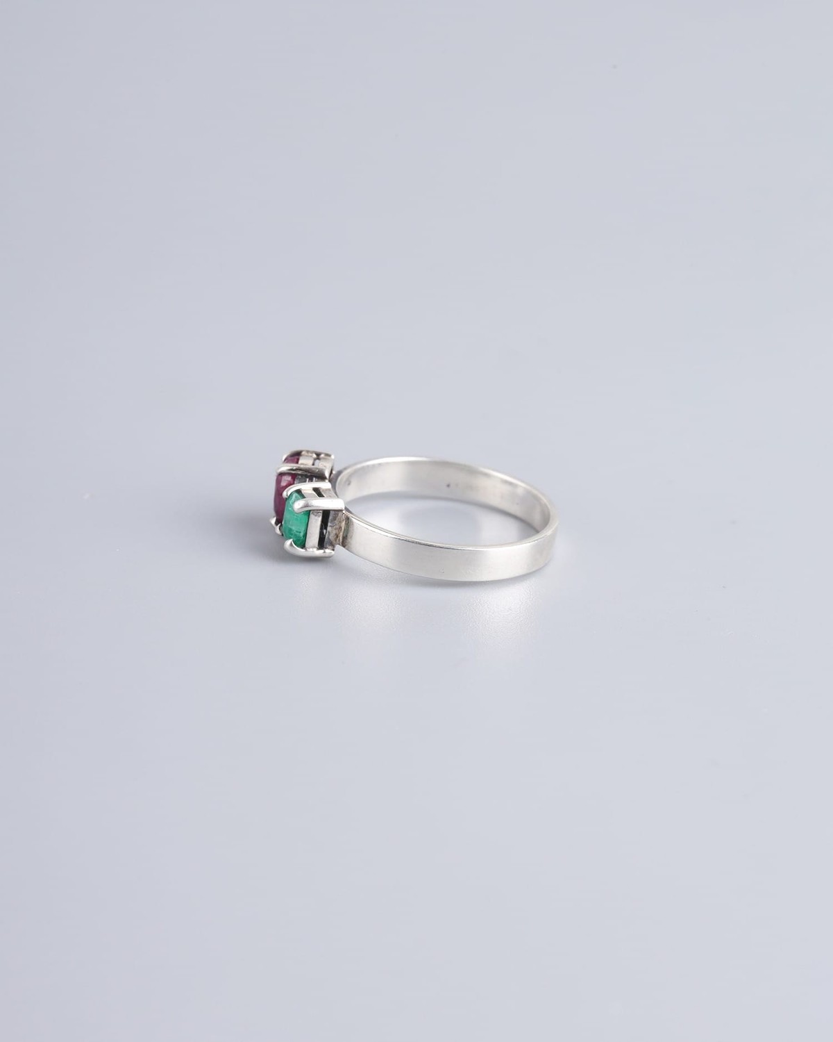 Silver Ring with Jagdalk Ruby & Panjshir Emerald 3