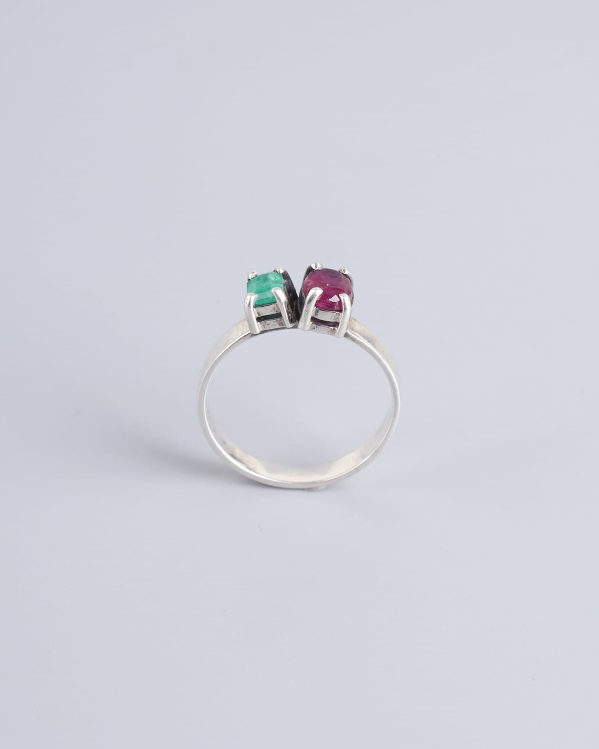 Silver Ring with Jagdalk Ruby & Panjshir Emerald 4