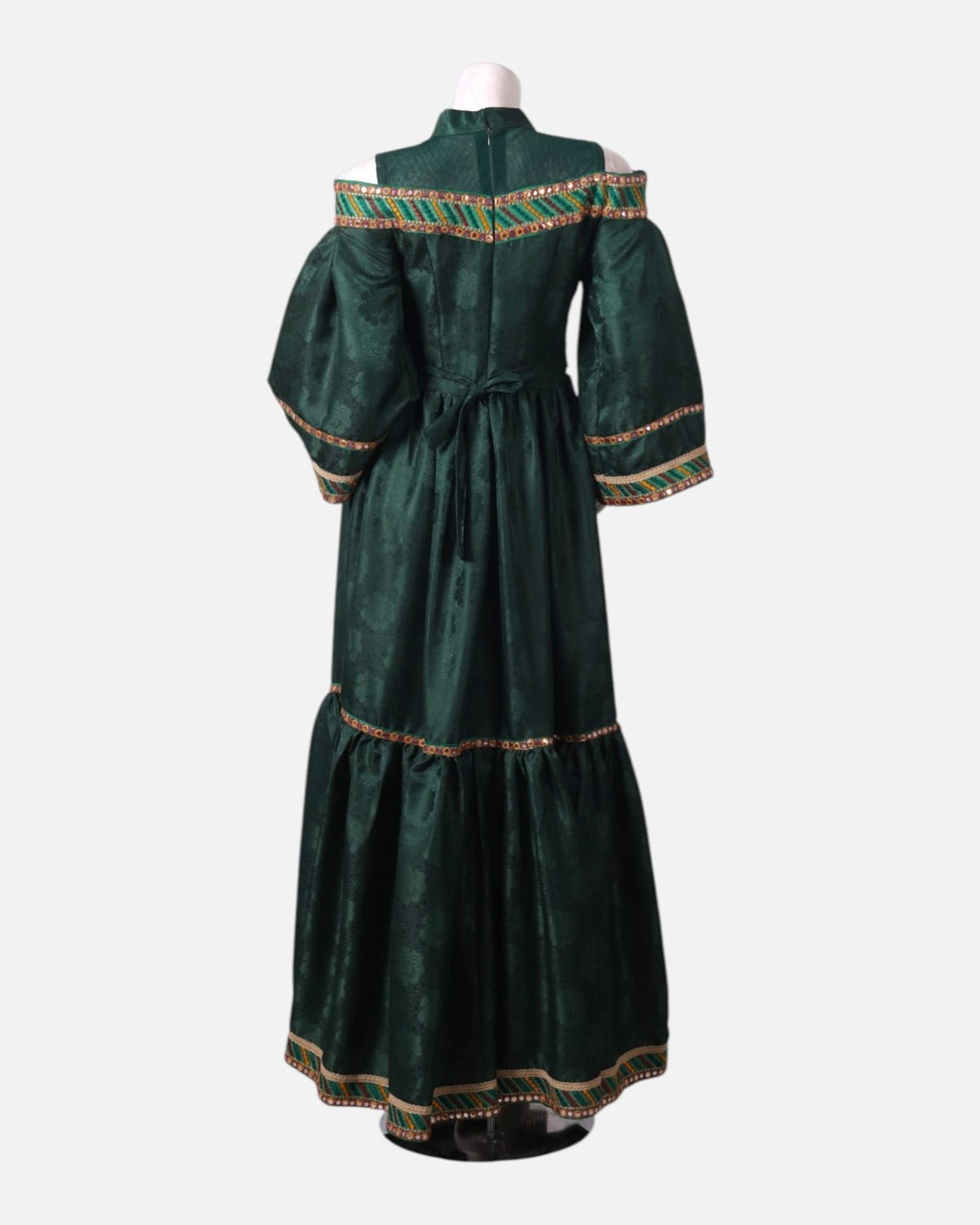 Green Satin Dress with Intricate Embroidery 2