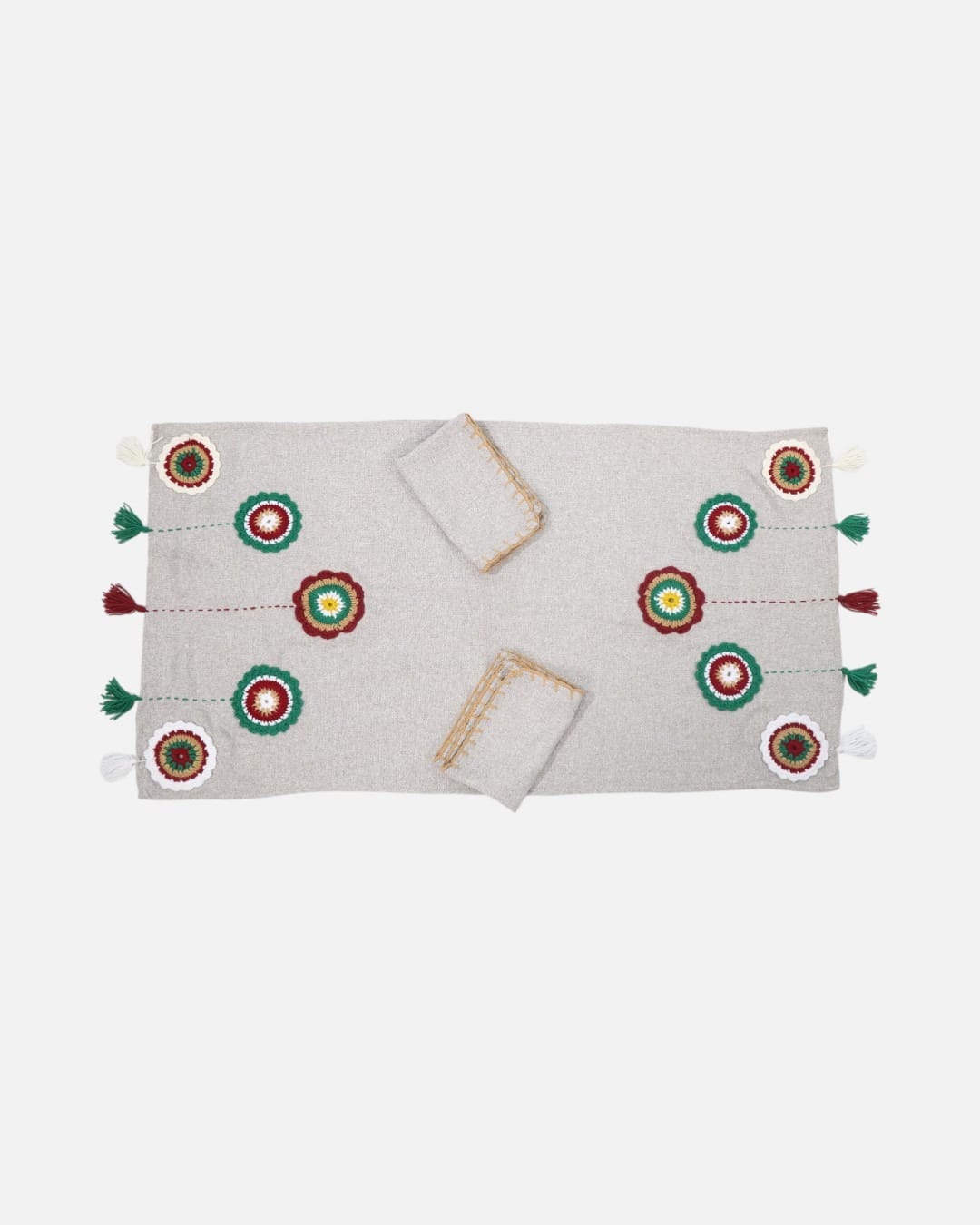 Table Runner with 6 Placements, Afghan-Inspired Decorative Tablecloth 3