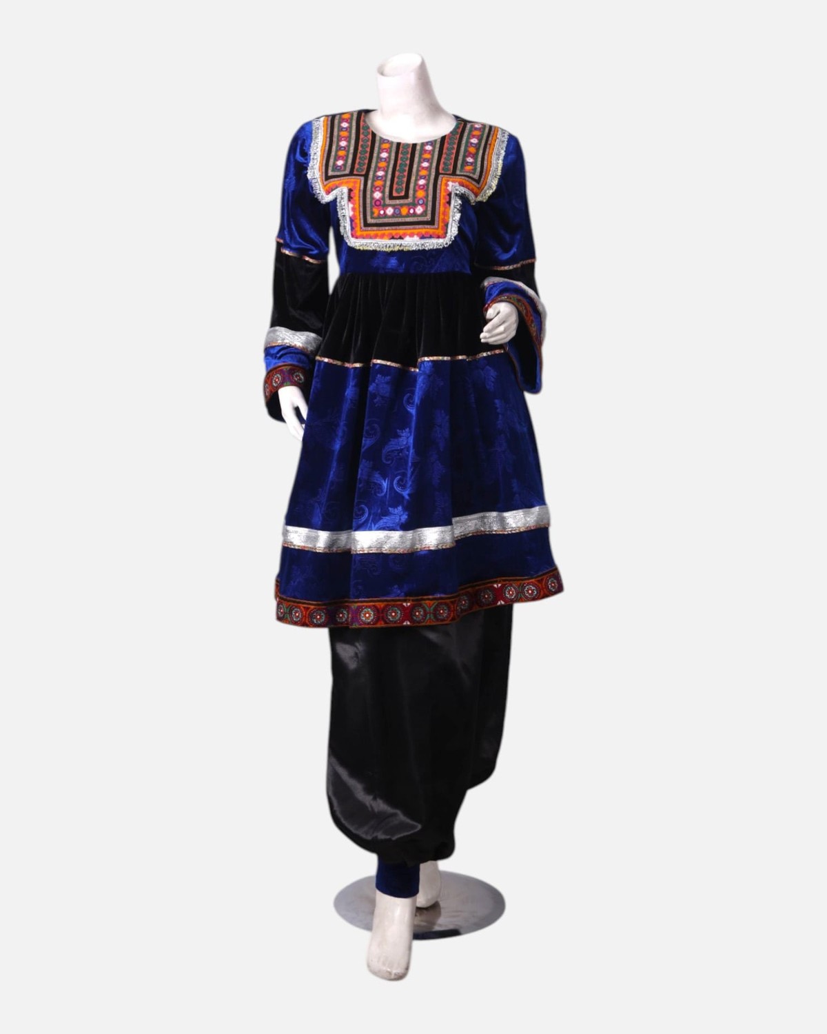 Velvet Dress Set with Satin Pants & Hand Embroidered Details – Handmade Cultural Attire 7