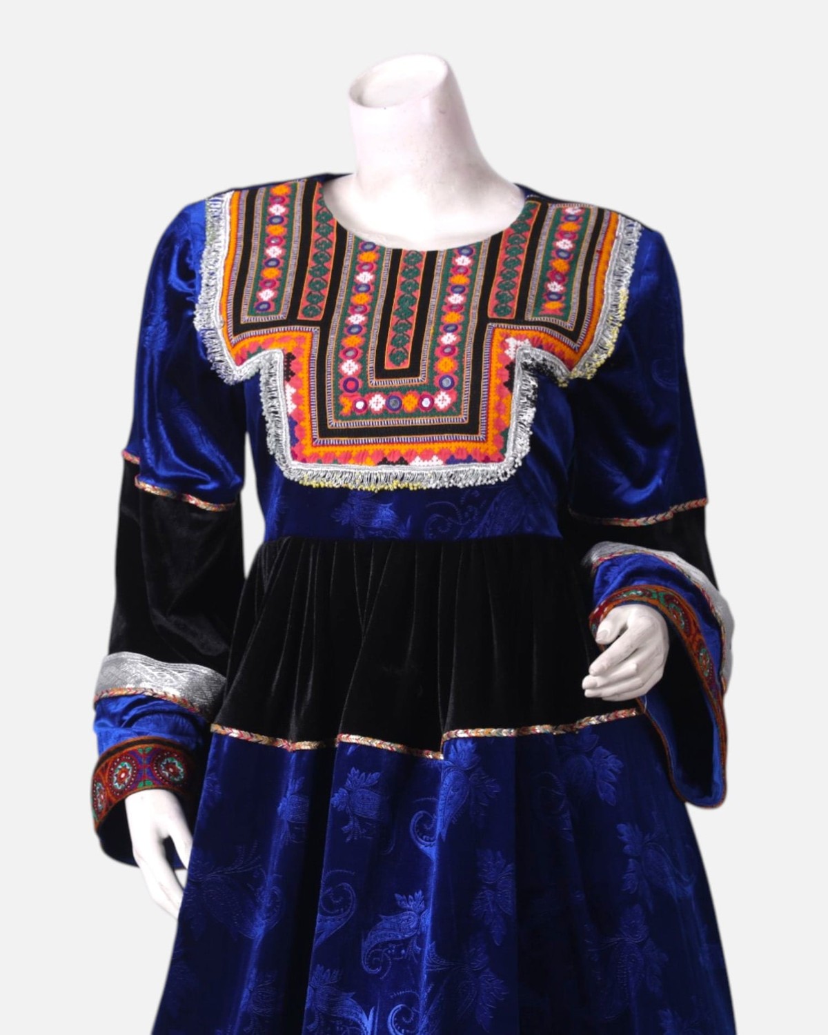 Velvet Dress Set with Satin Pants & Hand Embroidered Details – Handmade Cultural Attire 6
