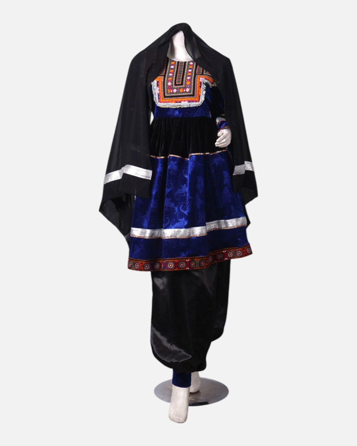 Velvet Dress Set with Satin Pants & Hand Embroidered Details – Handmade Cultural Attire 5