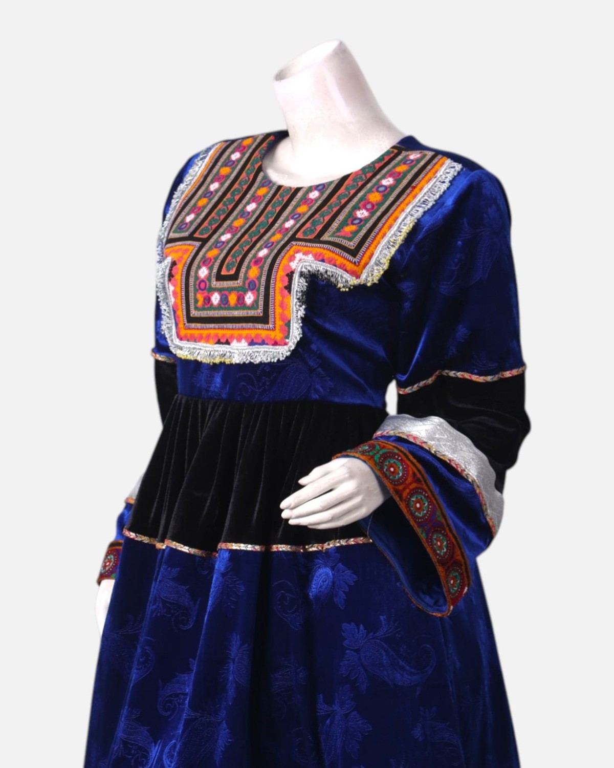 Velvet Dress Set with Satin Pants & Hand Embroidered Details – Handmade Cultural Attire 4