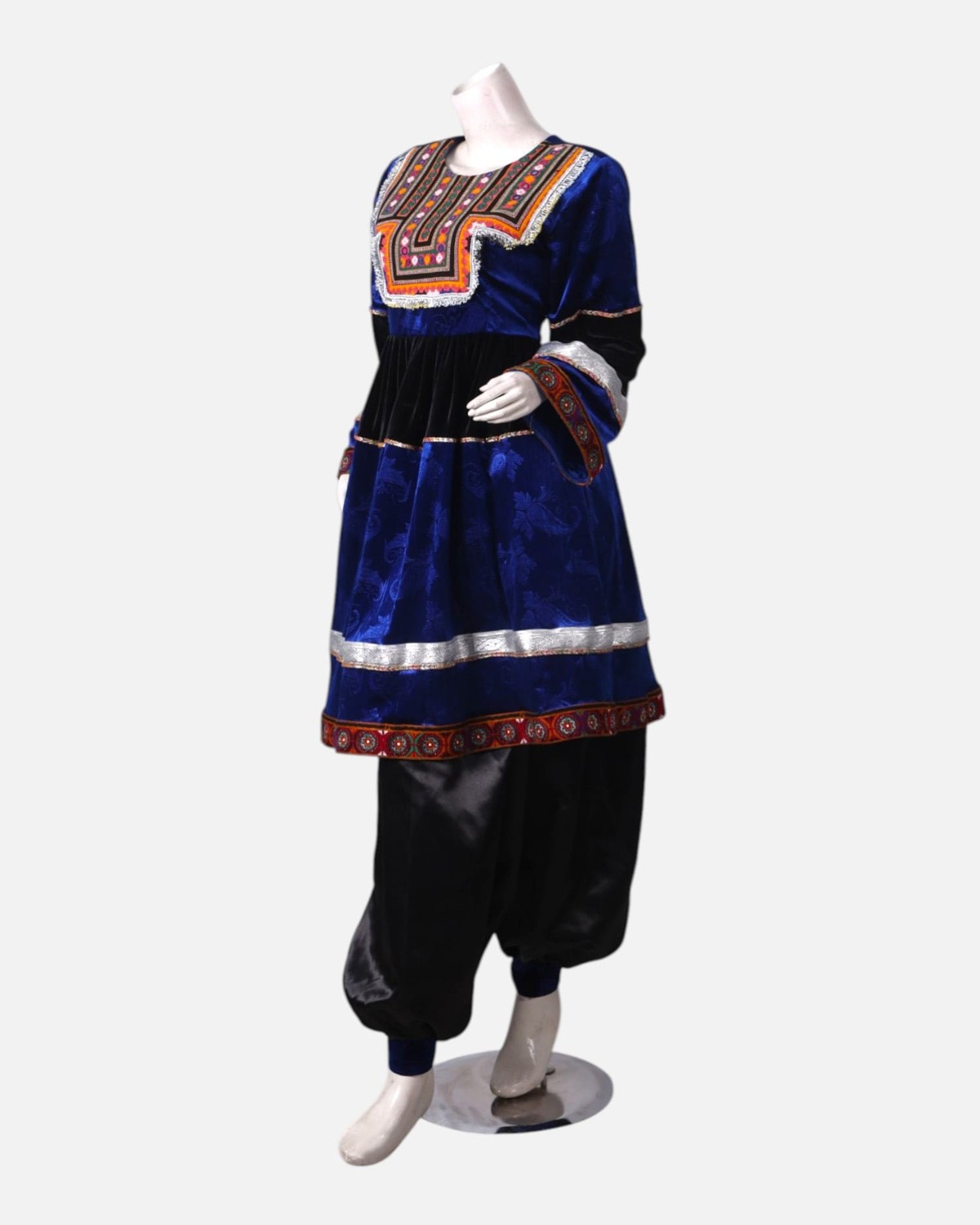 Velvet Dress Set with Satin Pants & Hand Embroidered Details – Handmade Cultural Attire 1